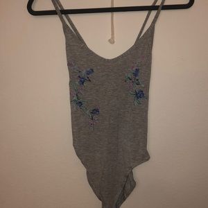 Grey embroidered bodysuit
